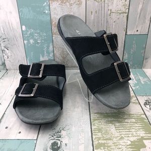 J-41 Pingree Black Suede Leather Sandals Size 7